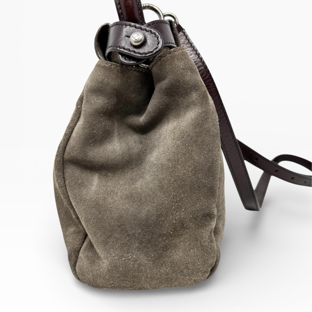 Fendi Peekaboo Top Handle Bag Dove Grey Suede Medium Silver Hardware - Picture 8 of 16